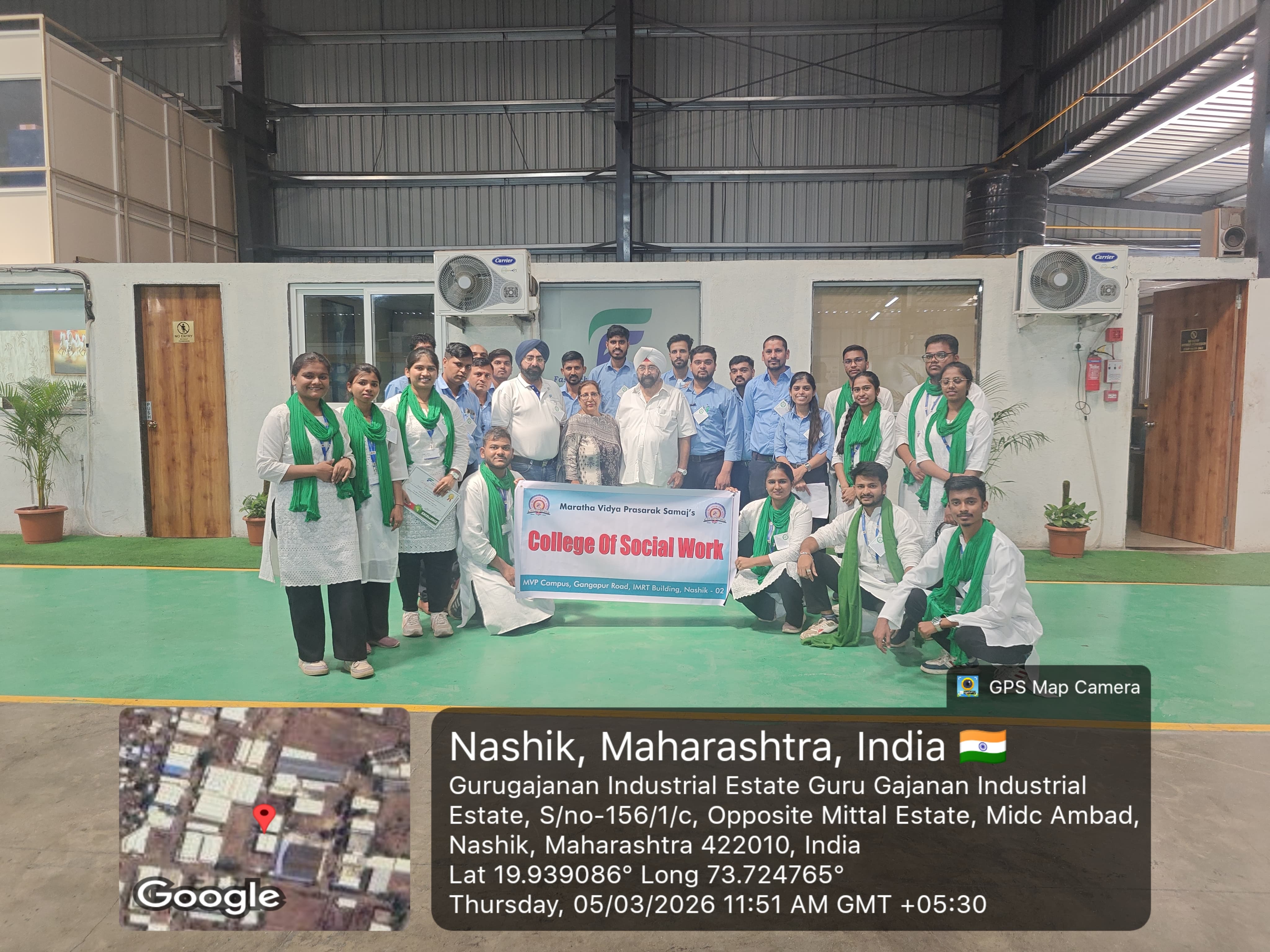 Group photo of MVP College of Social Work students at Fastech